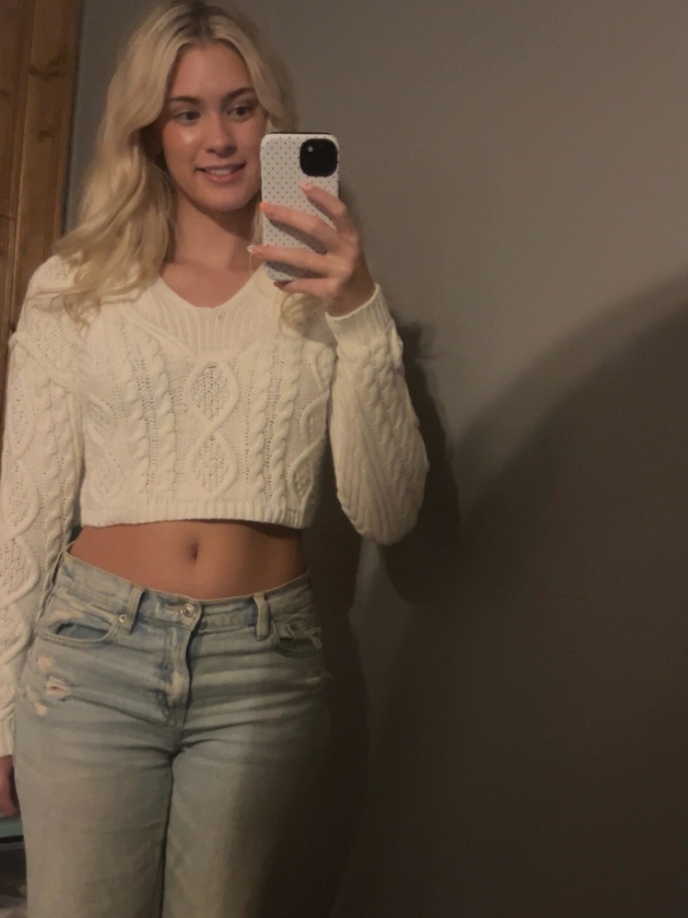 Aeropostale Cream Cable Knit Top